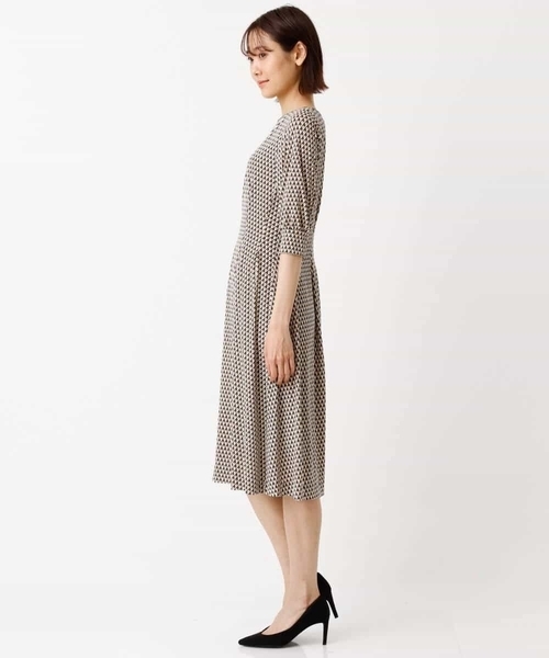 「MK MICHEL KLEIN」 半袖ワンピース 38 ブラウン レディース_画像3