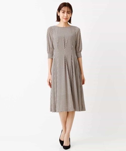 「MK MICHEL KLEIN」 半袖ワンピース 38 ブラウン レディース_画像4