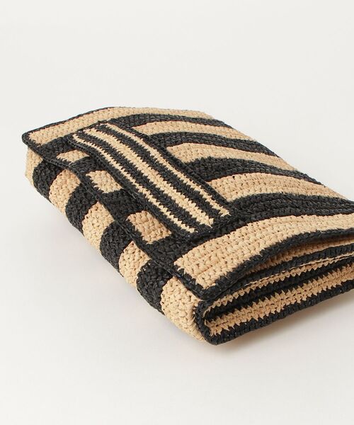 「MAISON N.H PARIS」 ボーダー柄クラッチ かごバッグ - ベージュ レディース_画像3