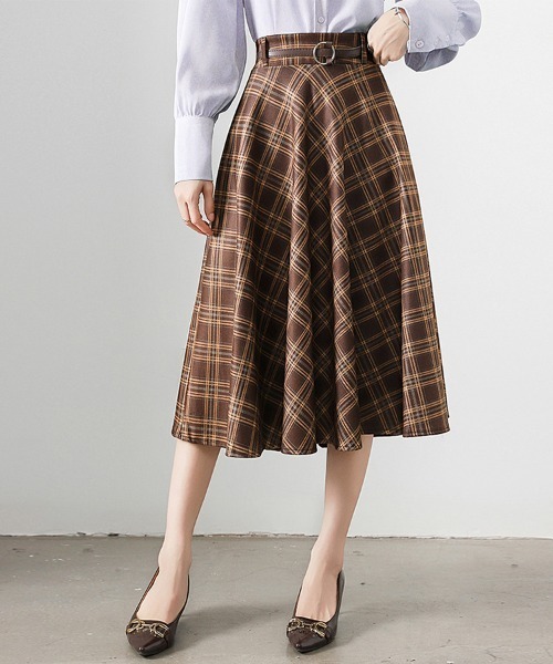 スカート チェック柄Aラインミディスカート : ZOZOTOWN Yahoo!店