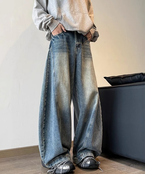 ジーンズ ワイドレッグデニムパンツ メンズ レディース : ZOZOTOWN