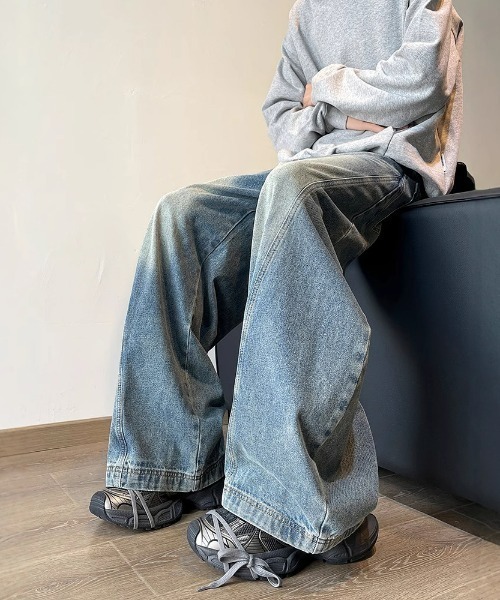  JEANS ワイドレッグデニム  ジーンズ ワイドレッグデニムパンツ メンズ レディース : ZOZOTOWN