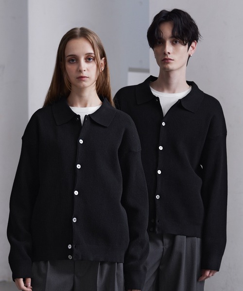 LIDNM ダークグレー カーディガン M WYM LIDNM 「WYM LIDNM」 ニットカーディガン M ダークグレー メンズ