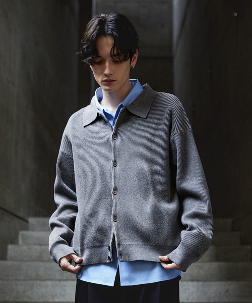 CLEL ベーシックスプレー畦編みニットシャツカーディガン　S CLEL（クレイル） カーディガン 「CLEL」Basic/Spray Rib Knit Shirt
