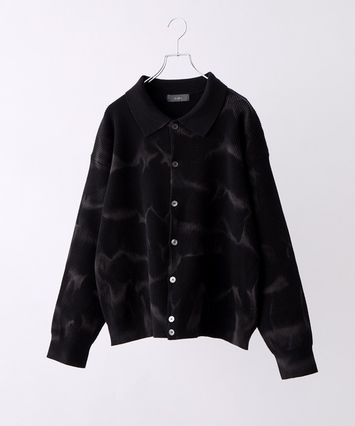 CLEL】Basicベーシック/スプレー畦編みニットシャツカーディガン ブラック CLEL（クレイル） カーディガン メンズ レディース : ZOZOTOWN Yahoo