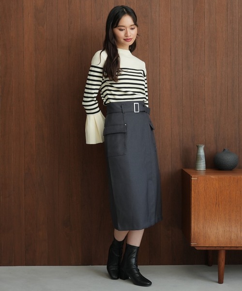 「TRUDEA」 タイトスカート MEDIUM モカ レディース_画像3