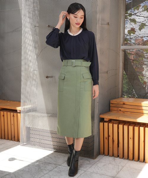 「TRUDEA」 タイトスカート MEDIUM モカ レディース_画像9