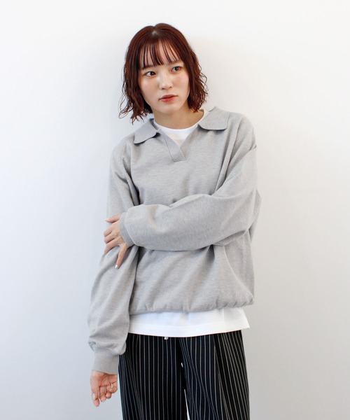 【2026SS】完売品 IÉNA 襟付きボーダーニット ポロニット 長袖 グレー ニット セーター 「26SS 新作」スキッパーポロニットプルオーバー