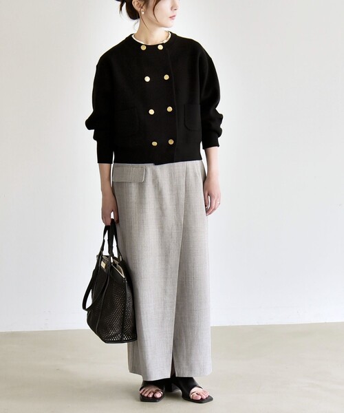 quaranciel カーディガン quaranciel:「手洗い可能」ノーカラー ダブル