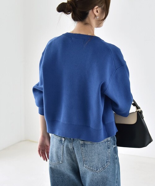 quaranciel カーディガン 「手洗い可能」ノーカラー ダブル ボタン