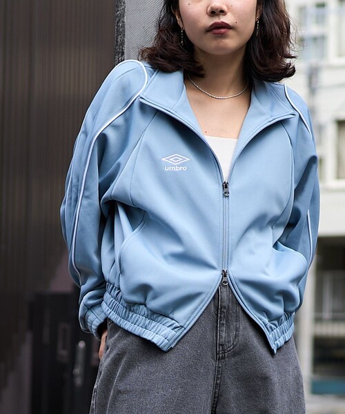 umbro（アンブロ） ジャージブルゾン フリ- サックスブルー レディース
