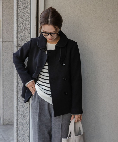 「URBAN RESEARCH DOORS」 ピーコート SMALL ブラック レディース_画像3