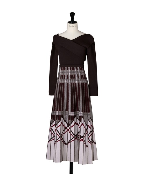 Her lip to ワンピース Layered Checked Knit Dress : ZOZOTOWN Yahoo