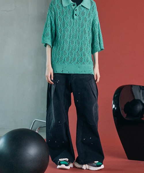 完売品 メゾンスペシャル カットプライムワイドギャザーデニムパンツ MAISON SPECIAL（メゾンスペシャル） ワイドパンツ ジーンズ メンズ