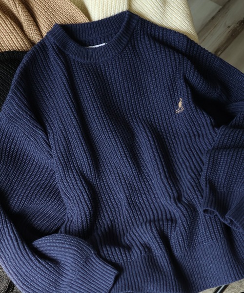 「KANGOL」 長袖ニット M ベージュ メンズ_画像2