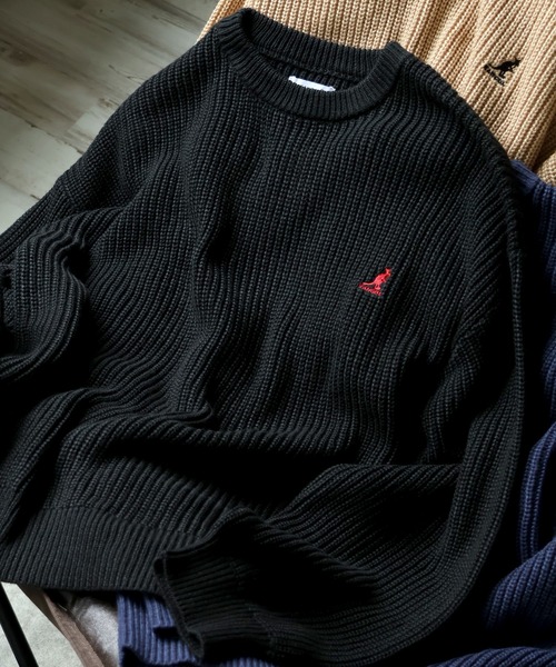 「KANGOL」 長袖ニット M ベージュ メンズ_画像4