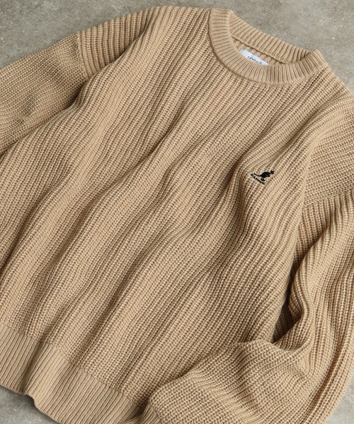「KANGOL」 長袖ニット M ベージュ メンズ_画像8