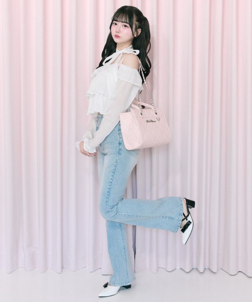 ジーンズ デニム デニムパンツ 「Belle Charme」Back Logo Flare Denim レディース_3
