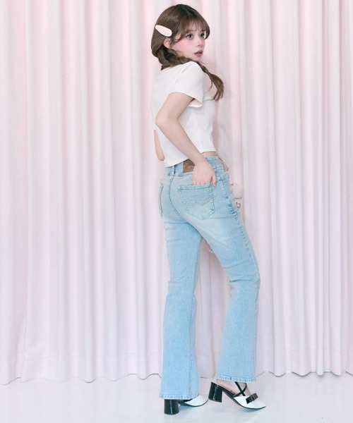 ジーンズ デニム デニムパンツ 「Belle Charme」Back Logo Flare Denim レディース_4