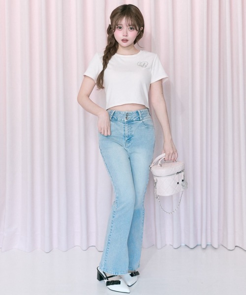 ジーンズ デニム デニムパンツ 「Belle Charme」Back Logo Flare Denim レディース_5