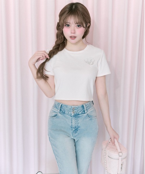 ジーンズ デニム デニムパンツ 「Belle Charme」Back Logo Flare Denim レディース_7