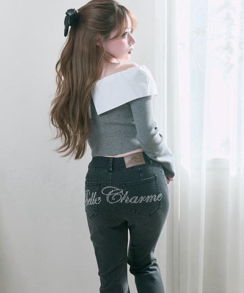 ジーンズ デニム デニムパンツ 「Belle Charme」Back Logo Flare Denim レディース_8