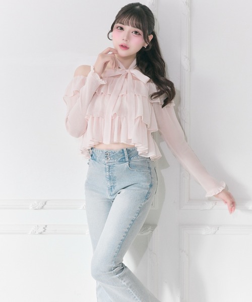 ジーンズ デニム デニムパンツ 「Belle Charme」Back Logo Flare Denim レディース_13