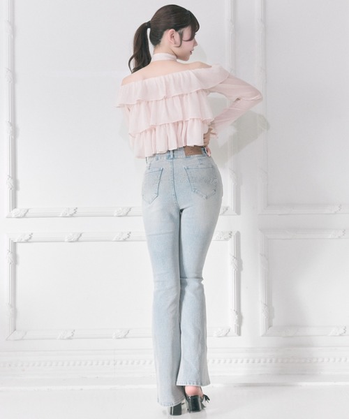 ジーンズ デニム デニムパンツ 「Belle Charme」Back Logo Flare Denim レディース_14