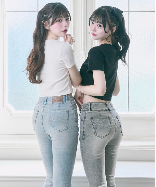 ジーンズ デニム デニムパンツ 「Belle Charme」Back Logo Flare Denim レディース_17
