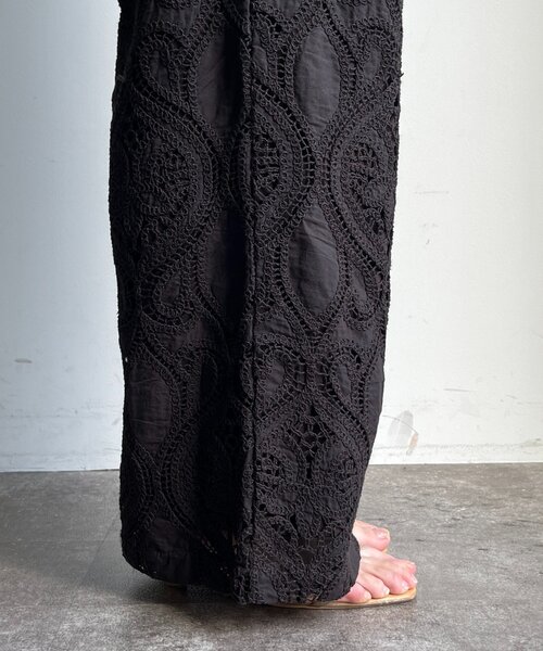 ワイドパンツ パンツ レースパンツ レディースの画像