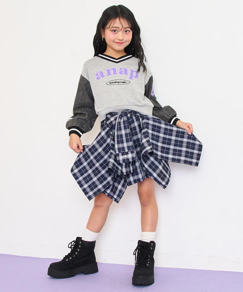 ANAP kids（アナップキッズ） スカート 腰巻風チェックスカート キッズ