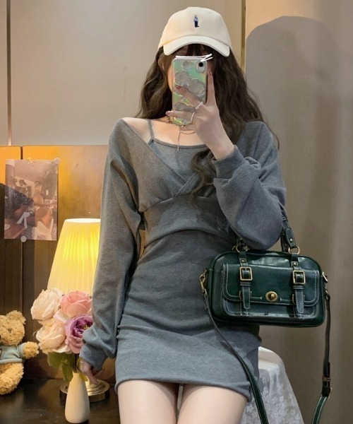 「LADY LIKE」 コンビワンピース M ブラック レディース_画像2