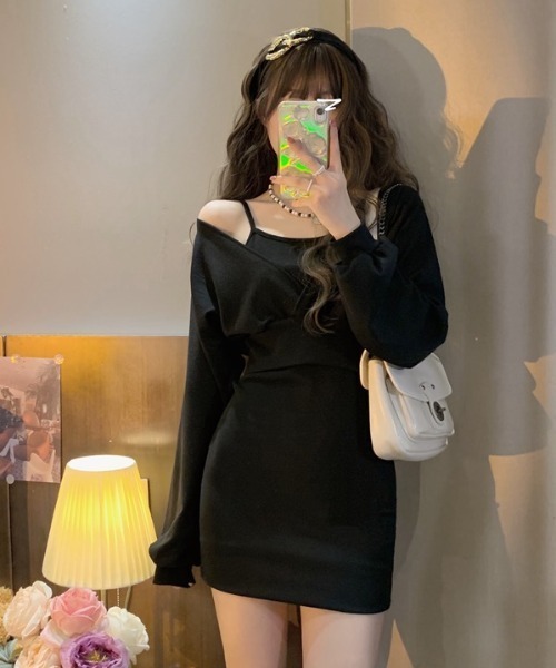 「LADY LIKE」 コンビワンピース M ブラック レディース_画像7