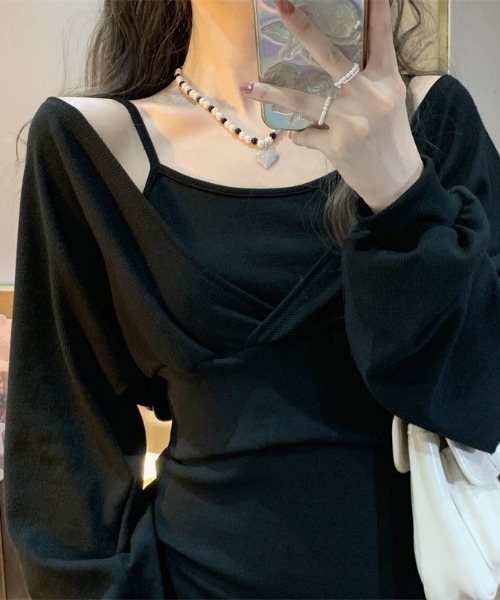 「LADY LIKE」 コンビワンピース M ブラック レディース_画像8