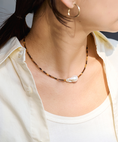 ネックレス PREEK/プリーク Baroque pearl stone line choker ネックレス レディースの画像
