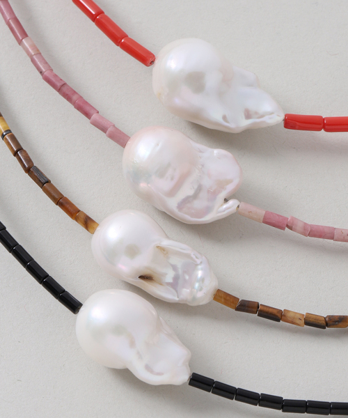 ネックレス PREEK/プリーク Baroque pearl stone line choker ネックレス レディースの画像