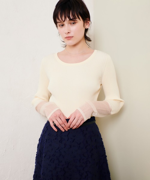 「allureville」 長袖ニット 2 グレー レディース_画像3