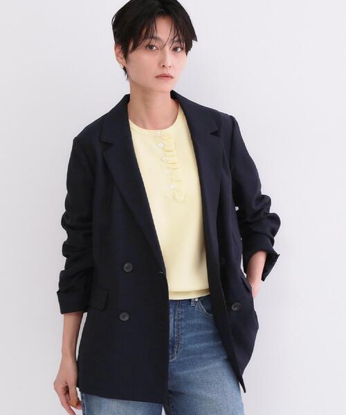 ジャケット テーラードジャケット 「UVケア／接触冷感」ダブルブレストジャケット「防シワ加工／洗える」 レディースの画像
