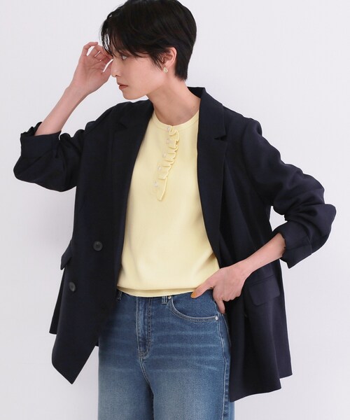 ジャケット テーラードジャケット 「UVケア／接触冷感」ダブルブレストジャケット「防シワ加工／洗える」 レディースの画像