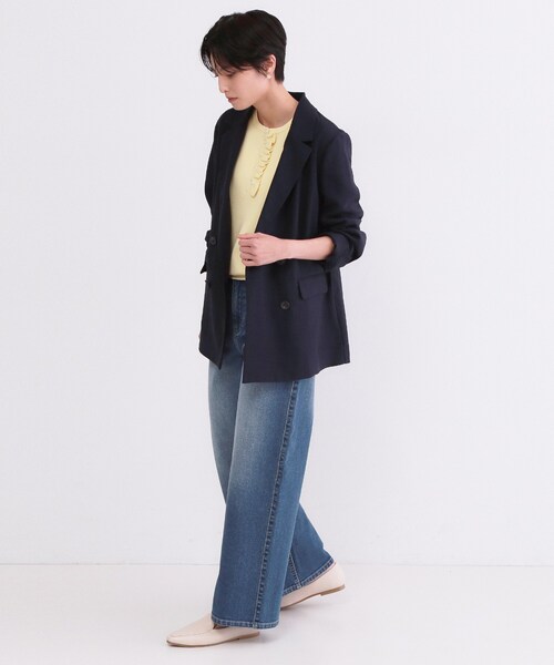 ジャケット テーラードジャケット 「UVケア／接触冷感」ダブルブレストジャケット「防シワ加工／洗える」 レディースの画像