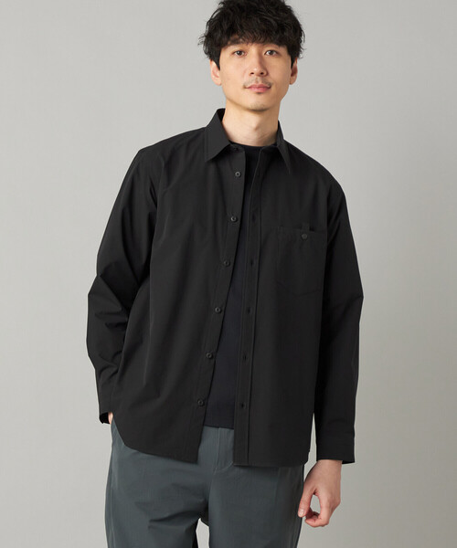 COLLECTION CA 【本日限定価格】COMME コムサ シャツジャケット T/W平ボイル 〕 TALLサイズ CA）/〔 コムサ（COMME 長袖シャツ 黒 トップス