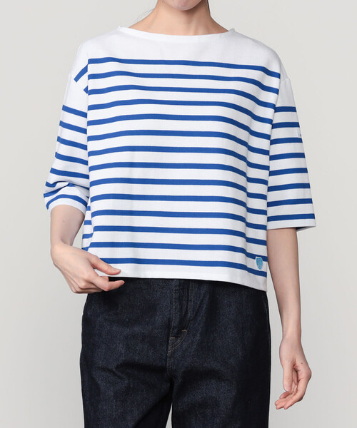 ORCIVAL ワイドクールネック 7分丈Tシャツ WOMAN ORCIVAL（オーシバル）の「【ORCIVAL】ワイドクルーネック7分袖Tシャツ