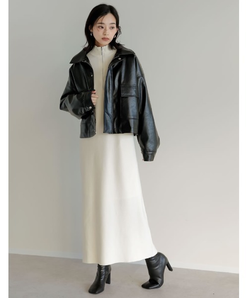 「Re:EDIT」 ニットワンピース LARGE ブラック レディース_画像9