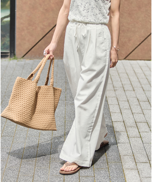ワイドパンツ ジーンズ デニム デニムパンツ 「追加2」TuckEasyDENIM By COOLMAX(R)fabric レディースの画像