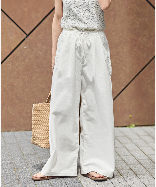 ワイドパンツ ジーンズ デニム デニムパンツ 「追加2」TuckEasyDENIM By COOLMAX(R)fabric レディースの画像