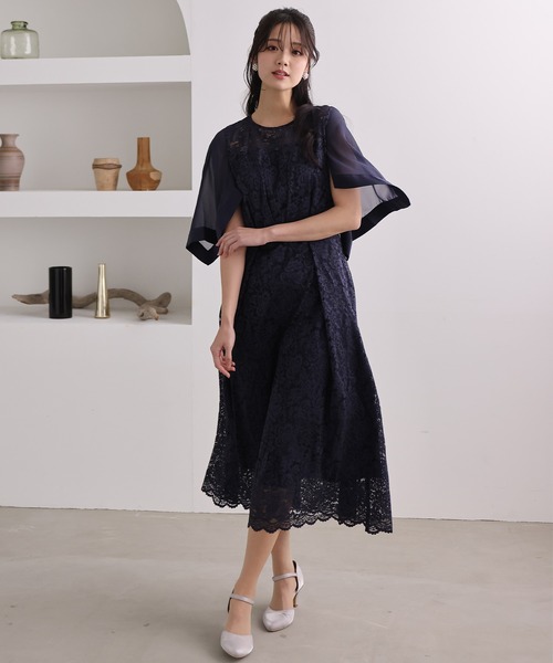 「PourVous」 7分袖ワンピース M ピンク レディース_画像2
