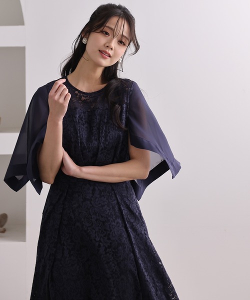 「PourVous」 7分袖ワンピース M ピンク レディース_画像3
