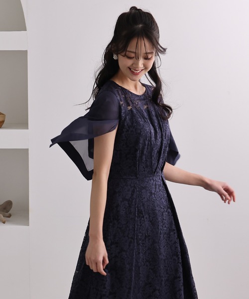 「PourVous」 7分袖ワンピース M ピンク レディース_画像4