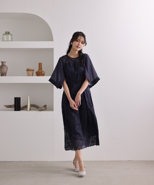 「PourVous」 7分袖ワンピース M ピンク レディース_画像5