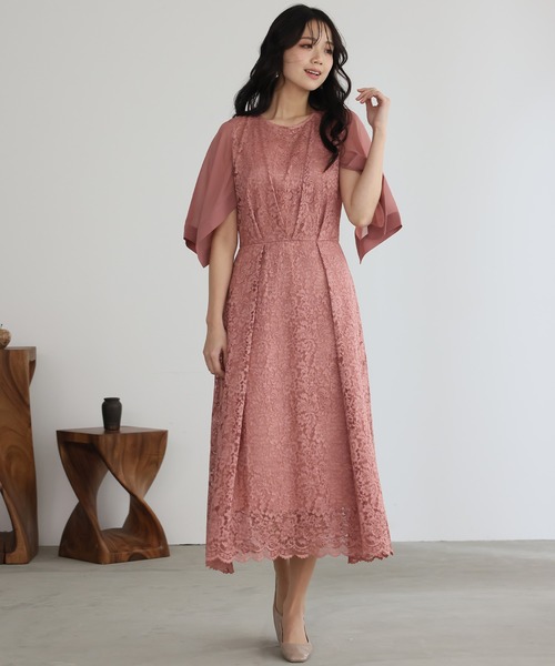 「PourVous」 7分袖ワンピース M ピンク レディース_画像6